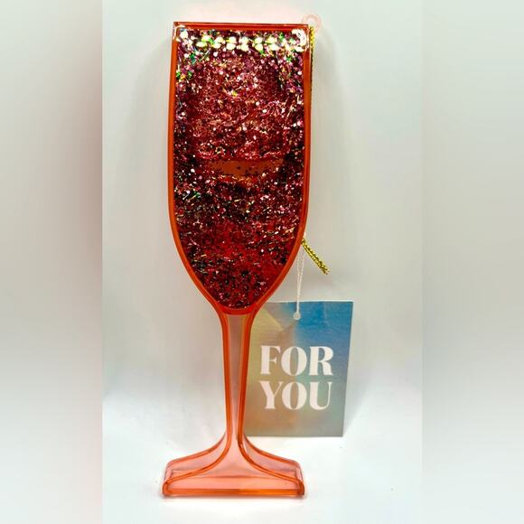 Urban Outfitters glitter champagne glasses pink ornaments NWT - Picture 2 of 8